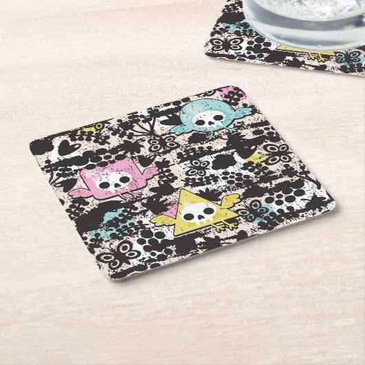 Crazy vogelpatroon kartonnen onderzetters (Schuin)