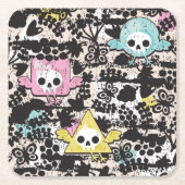 Crazy vogelpatroon kartonnen onderzetters (Voorkant)