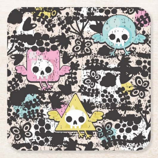 Crazy vogelpatroon kartonnen onderzetters (Voorkant)