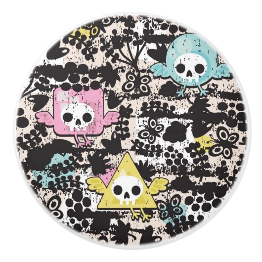 Crazy vogelpatroon keramische knop (Voorkant)