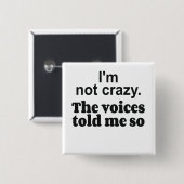 Crazy voices bf vierkante button 5,1 cm (Voorkant /achterkant)