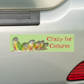Crazy voor Conures! Bumpersticker (Op auto)