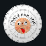 Crazy voor jou dartbord<br><div class="desc">Een grappig gezicht met de tekst: gek voor je.</div>
