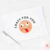 Crazy voor jou ovale sticker (Envelop)