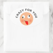 Crazy voor jou ovale sticker (Tas)
