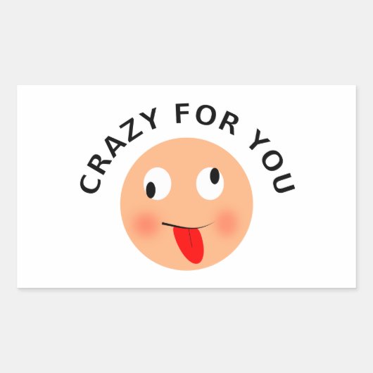 Crazy voor jou rechthoekige sticker (Voorkant)