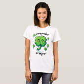Crazy Wabbit beet mijn oor klaver ontwerp T-shirt (Voorkant volledig)