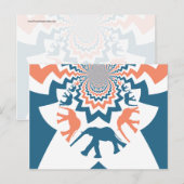 Crazy Walking Elephants Coral Blue Chevron Pattern Briefkaart (Voorkant / Achterkant)