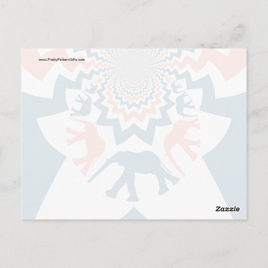 Crazy Walking Elephants Coral Blue Chevron Pattern Briefkaart (Achterkant)