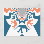 Crazy Walking Elephants Coral Blue Chevron Pattern Briefkaart (Voorkant)