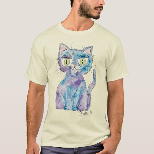 Crazy watercolor cat t-shirt (Voorkant)