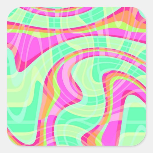 Crazy Waves Vierkante Sticker (Voorkant)