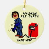 Crazy Welder Cartoon Keramisch Ornament (Voorkant)