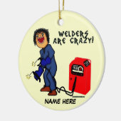 Crazy Welder Cartoon Keramisch Ornament (Links)