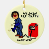 Crazy Welder Cartoon Keramisch Ornament (Achterkant)