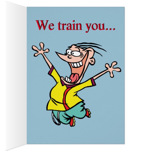 Crazy werkt hier op kantoor Humor Funny Joke (Binnen (Rechts))