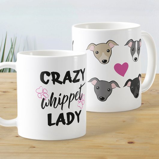 Crazy Whippet lady Hondenliefhebber Funny text Koffiemok
