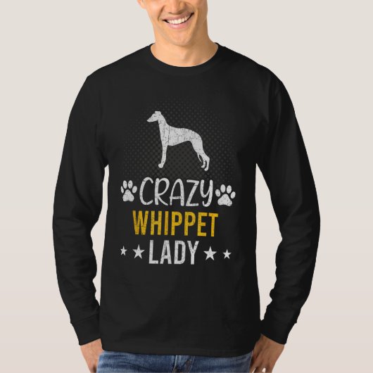 Crazy Whippet Lady Hondenliefhebber T-shirt (Voorkant)