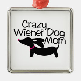 Crazy Wiener Dog Mam Dachshund-kerstversiering Metalen Ornament