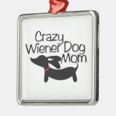 Crazy Wiener Dog Mam Dachshund-kerstversiering Metalen Ornament (Links)