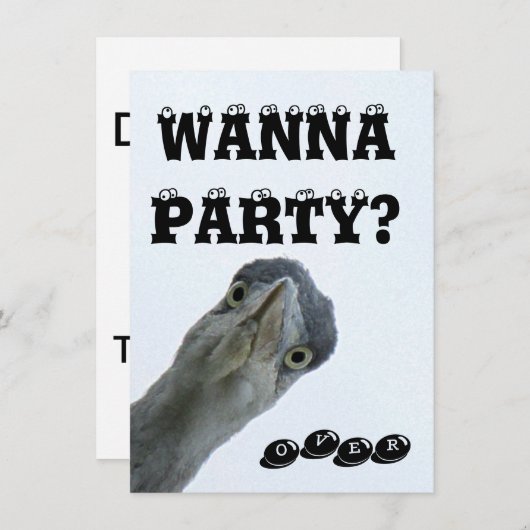 Crazy Wild Bird Party Invitation Kaart (Voorkant / Achterkant)