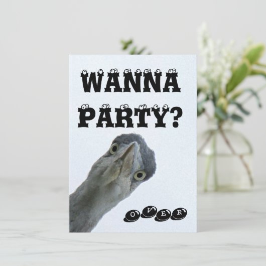 Crazy Wild Bird Party Invitation Kaart (Staand voorkant)