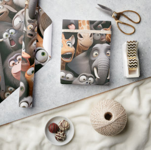 Crazy Wildlife Groep Cadeaupapier