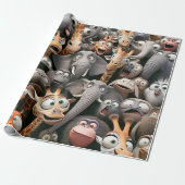Crazy Wildlife Groep Cadeaupapier (Uitgerold)
