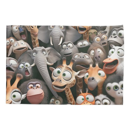 Crazy Wildlife Groep Kussensloop (Achterkant-Links)