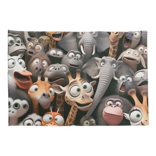 Crazy Wildlife Groep Kussensloop (Achterkant-Rechts)