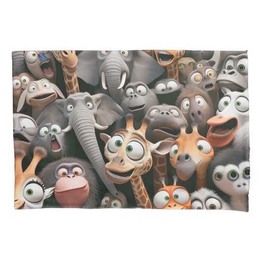 Crazy Wildlife Groep Kussensloop (Voorkant-Links)