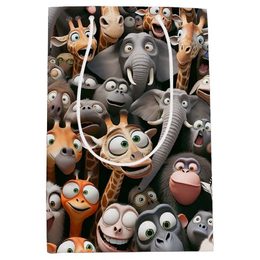 Crazy Wildlife Groep Medium Cadeauzakje (Voorkant)