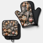 Crazy Wildlife Groep Ovenwant & Pannenlap Set (Voorkant / Achterkant)