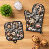 Crazy Wildlife Groep Ovenwant & Pannenlap Set (Top down)