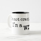 Crazy writer - BLACK Tweekleurige Koffiemok (Voorkant links)