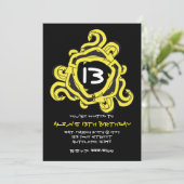 Crazy Yellow & Black Arrows Verjaardag Uitnodiging (Staand voorkant)