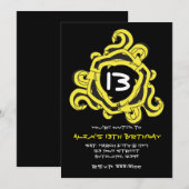 Crazy Yellow & Black Arrows Verjaardag Uitnodiging (Voorkant / Achterkant)