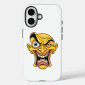 Crazy Yellow Caricature Face iPhone Case (Achterkant)
