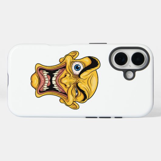 Crazy Yellow Caricature Face iPhone Case (Achterkant (horizontaal))