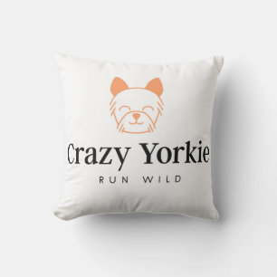 Crazy Yorkie 16" x 16" Snuggle Pillow Kussen