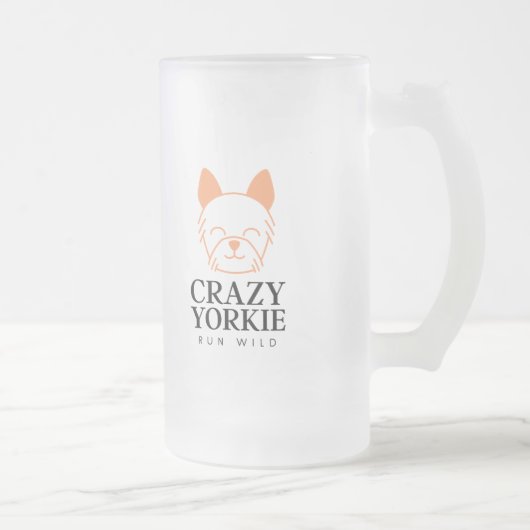 Crazy Yorkie Custom Frosted Beer Mok (Rechts)