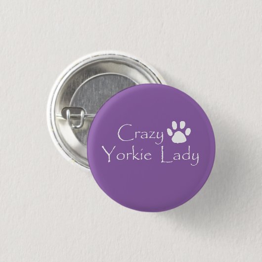 Crazy Yorkie Lady Ronde Button 3,2 Cm (Voorkant /achterkant)