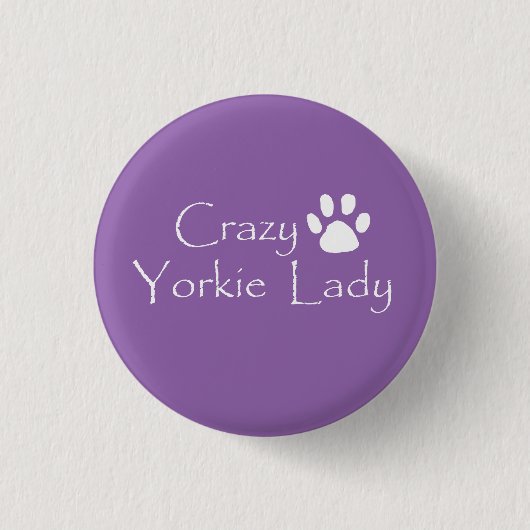 Crazy Yorkie Lady Ronde Button 3,2 Cm (Voorkant)