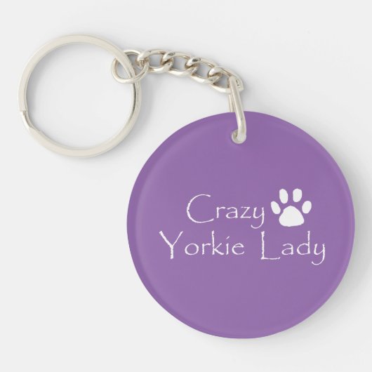 Crazy Yorkie Lady Sleutelhanger (Voorkant)