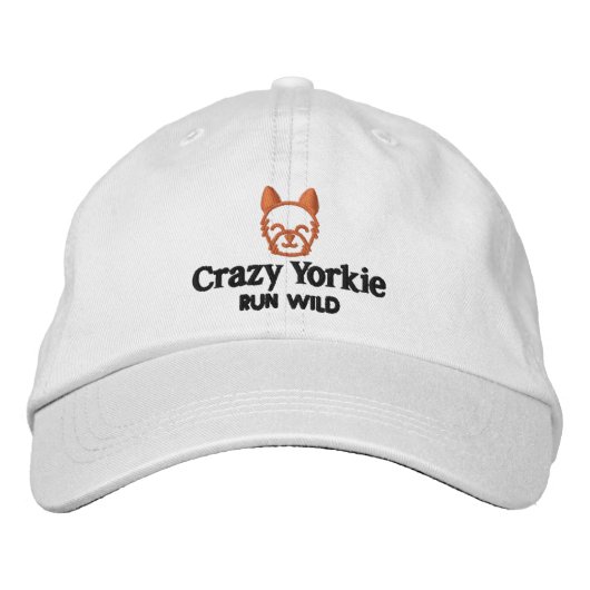 Crazy Yorkie Pet geborduurd honkbal Pet (Voorkant)
