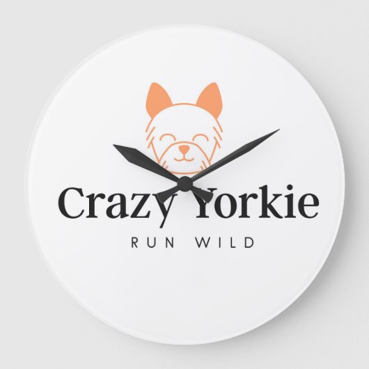 Crazy Yorkie Time Muur Klok (Voorkant)