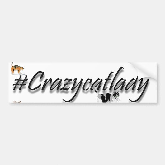 #crazycatlady bumper sticker (Voorkant)