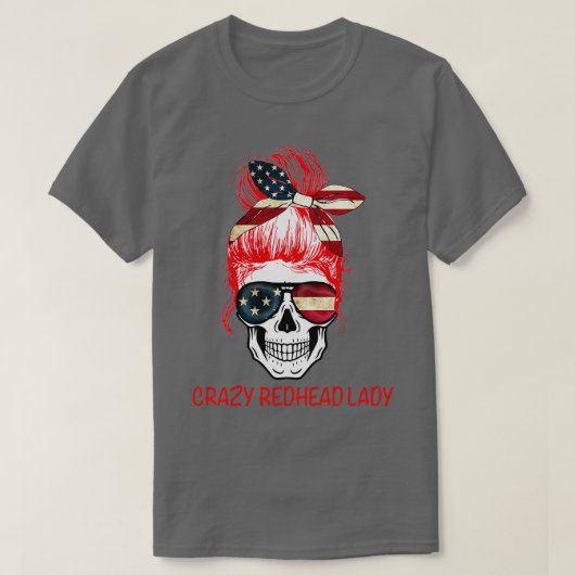 CrazyRedheadLadySkull T-shirt (Design voorkant)