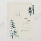 Crea beige winter bos bruiloft uitnodiging (Voorkant / Achterkant)