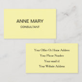 Crea Ivory Geel Moderne Minimalistische Profession Visitekaartje (Voorkant / Achterkant)